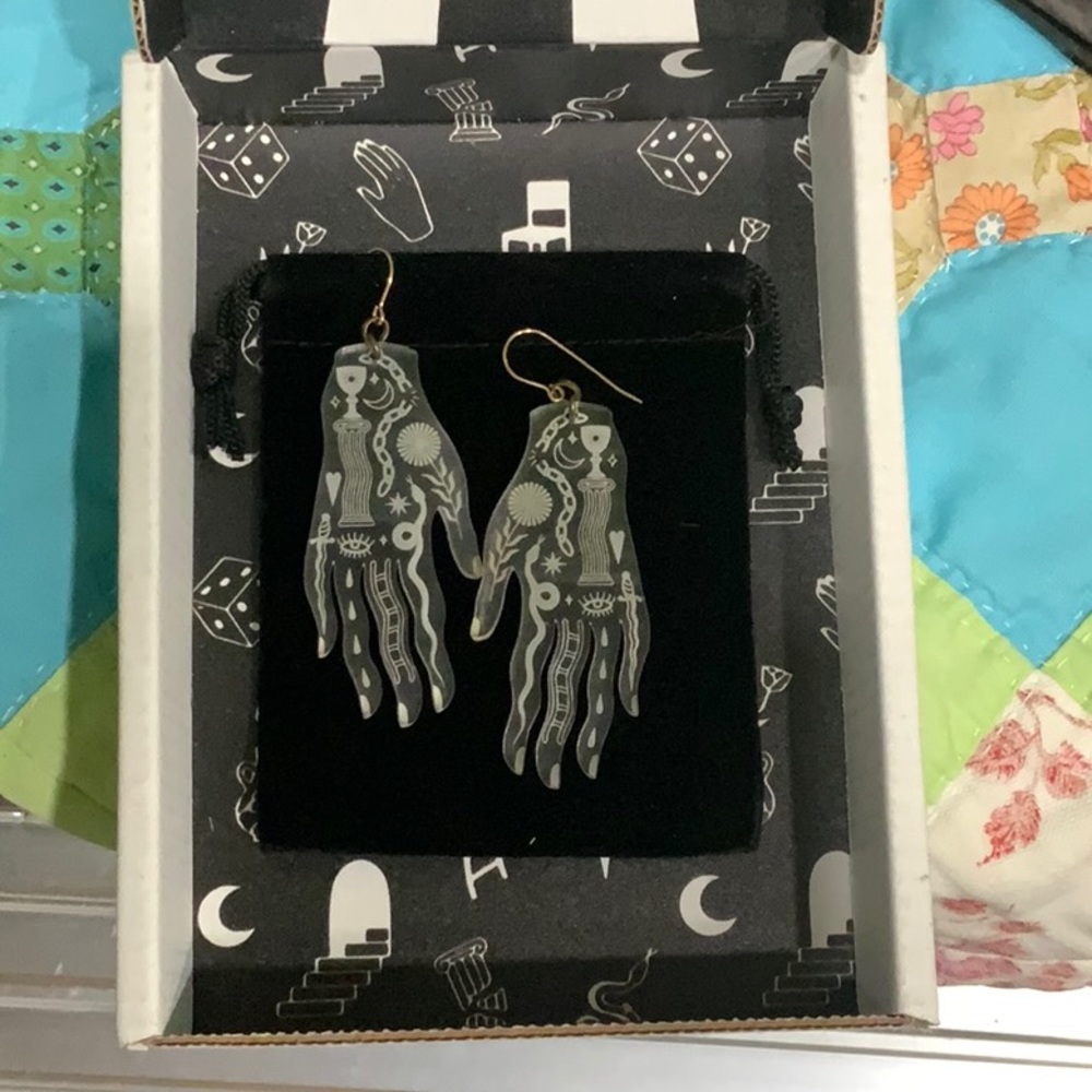 While Odin Sleeps lucite earrings.